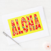 レッドハイビスカスフラワーズトロピカルハワイアンルアウ（ハワイ式宴会）アロハ 長方形シール (封筒)