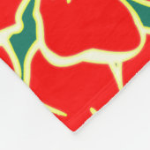 レッドハイビスカスフラワートロピカルハワイアンデコール フリースブランケット (角)