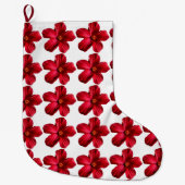 レッドハイビスカスフラワーパターンクリスマスストッキング ラージクリスマスストッキング (正面)
