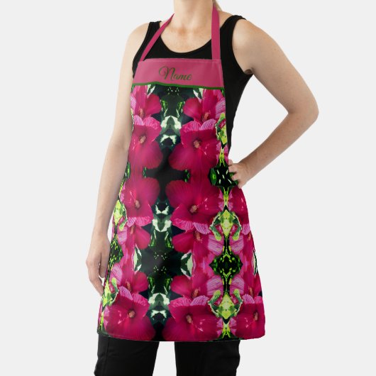 レッドハイビスカスフラワーペアパーソナライズされた抽象芸術 エプロン (インサイチュ)
