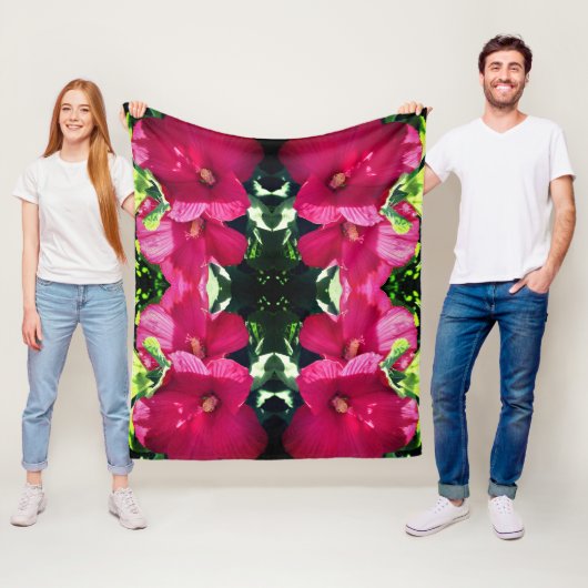 レッドハイビスカスフラワーペア抽象芸術 フリースブランケット (インサイチュ)