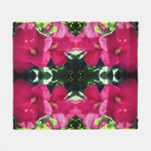 レッドハイビスカスフラワーペア抽象芸術 フリースブランケット (正面(横))