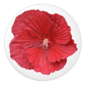 レッドハイビスカスフラワーボタニカルフローラ写真 セラミックノブ (正面)