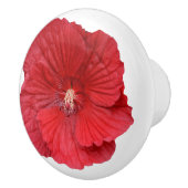 レッドハイビスカスフラワーボタニカルフローラ写真 セラミックノブ (右)