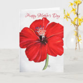 レッドハイビスカスマザーズデイカード カード (黄色い花)