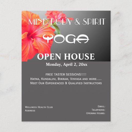 レッドハイビスカスヨガA5フライヤー チラシ (正面)