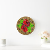 レッドハイビスカスラウハラウォールクロック ラウンド壁時計 (ホーム)