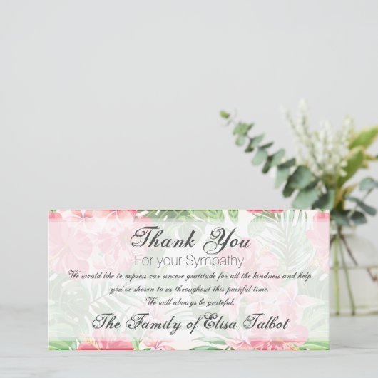 レッドハイビスカス悔やみや弔慰サンキューフォトカード サンキューカード (スタンド正面)