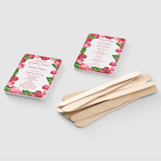 レッドハイビスカス結婚トロピカルセレモニー ハンドファン (組立なし)