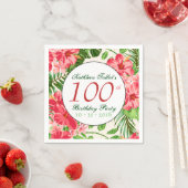 レッドハイビスカス100thバースデーパーティーペーパーナプキン スタンダードカクテルナプキン (インサイチュ)