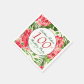 レッドハイビスカス100thバースデーパーティーペーパーナプキン スタンダードカクテルナプキン (角)