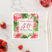 レッドハイビスカス50thバースデーパーティーペーパーナプキン スタンダードカクテルナプキン (インサイチュ)