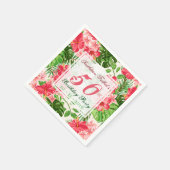 レッドハイビスカス50thバースデーパーティーペーパーナプキン スタンダードカクテルナプキン (角)