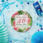 レッドハイビスカス50thバースデーパーティー紙プレート ペーパープレート (パーティー)