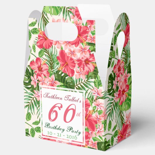 レッドハイビスカス60thバースデーパーティーの好意ボックス フェイバーボックス (オープン)