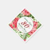 レッドハイビスカス80thバースデーパーティーペーパーナプキン スタンダードカクテルナプキン (角)