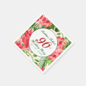 レッドハイビスカス90thバースデーパーティーペーパーナプキン スタンダードカクテルナプキン (角)