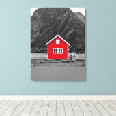 レッドハウスカラーポップ・アートの キャンバスプリント (インサイチュ (ウッドフロア))