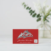 レッドハウスソーシャルメディアロゴ実在エステートエージェント 名刺 (スタンド正面)