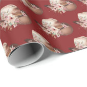 レッドハウディ女性のカーボーイフローラウエスタンハット ラッピングペーパー (ロールコーナー)