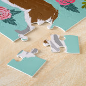 レッドハスキードッグヴィンテージ花模様 ジグソーパズル (側面)