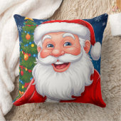 レッドハットに微笑むクリスマスサンタクロース クッション (ブランケット)