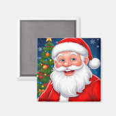 レッドハットに微笑むクリスマスサンタクロース マグネット (正面/裏面)