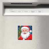 レッドハットに微笑むクリスマスサンタクロース マグネット (インサイチュ (食洗機))