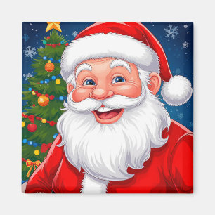 レッドハットに微笑むクリスマスサンタクロース マグネット