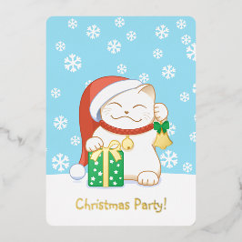 レッドハットに登場する白いクリスマスパーティー 箔招待状