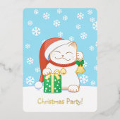 レッドハットに登場する白いクリスマスパーティー 箔招待状 (正面)