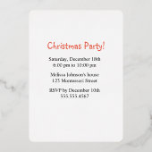 レッドハットに登場する白いクリスマスパーティー 箔招待状 (裏面)