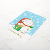 レッドハットに登場する白いクリスマスパーティー 箔招待状 (回転した状態)