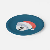 レッドハットの青いクリスマスのホッキョクグマ ペーパープレート (アングル)