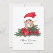 レッドハットクリスマス付き可愛いマウスパーソナライズされた シーズンカード (正面)