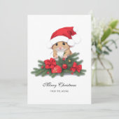 レッドハットクリスマス付き可愛いマウスパーソナライズされた シーズンカード (スタンド正面)