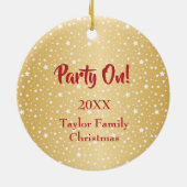 レッドハットジャグリング格言金ゴールド星背景 セラミックオーナメント (裏面)