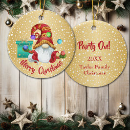 レッドハットジャグリング格言金ゴールド星背景 セラミックオーナメント