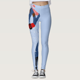 レッドハットレッドベルトブルードレスシック レギンス