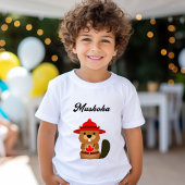 レッドハット付きキュートなムスコカカナダビーバー Tシャツ