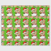 レッドハット付きクリスマスサンタベア ラッピングペーパー (フラット)