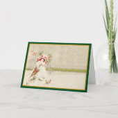 レッドハット雪の女性 – ヴィンテージクリスマスカード シーズンカード (正面)