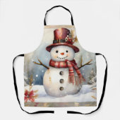レッドハット・クリスマス雪だるま エプロン (正面)