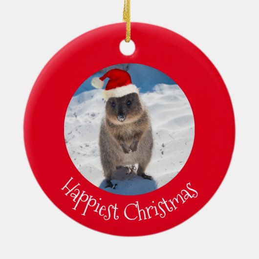 レッドハッピエストクリスマスクオッカビーチオーストラリア セラミックオーナメント (裏面)