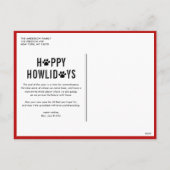 レッドハッピーハウリデーモダンタイポグラフィペットホリデー シーズンポストカード (裏面)
