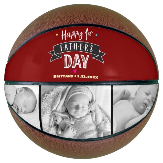 レッドハッピーファースト第3日目の写真はっきりしたタイポグラフィ バスケットボール (正面)