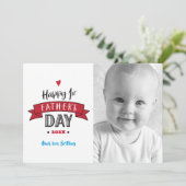 レッドハッピーファースト・ファースト・デイ写真はっきりしたタイポグラフィ カード (スタンド正面)