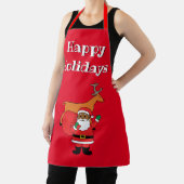 レッドハッピーホリデイズアフリカンアメリカンサンタクロース エプロン (インサイチュ)