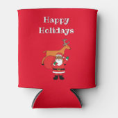 レッドハッピーホリデイズアフリカンアメリカンサンタクロース 缶クーラー (正面)