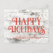 レッドハッピーホリデイズオンウッド |休日の挨拶 ポストカード (正面)